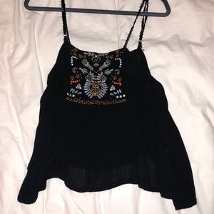 Black Tank With Knit Details